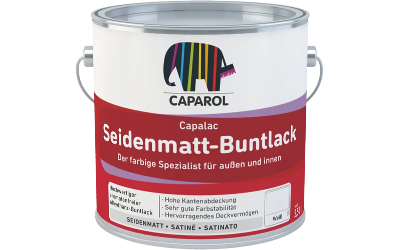 Caparol Capalac Seidenmatt Buntlack weiß 2,5 L – Serienabbildung · Gebinde/Ausführung kann abweichen