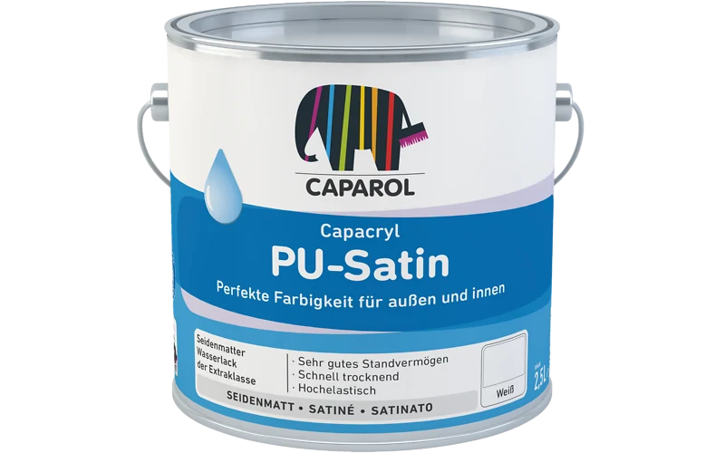 Caparol Capacryl PU-Satin weiß 2,5 L – Serienabbildung · Gebinde/Ausführung kann abweichen