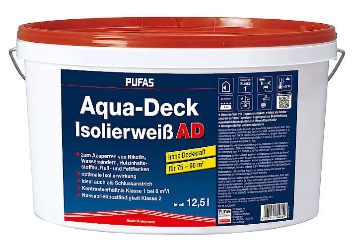 Pufas Aqua-Deck Isolierweiß AD 12,5 L – Produktabbildung